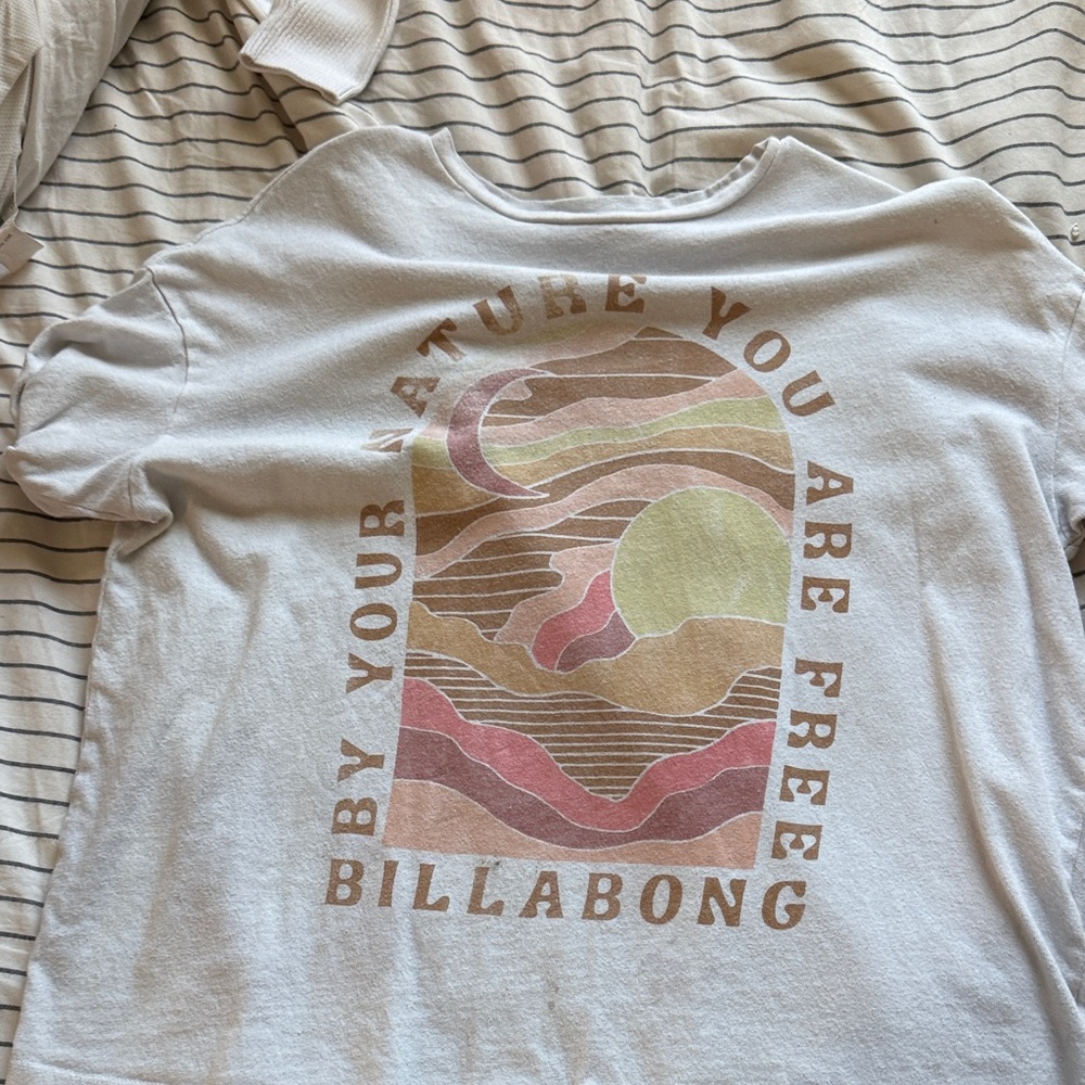 Billabong Kids Tee - Cream and Pink Graphic